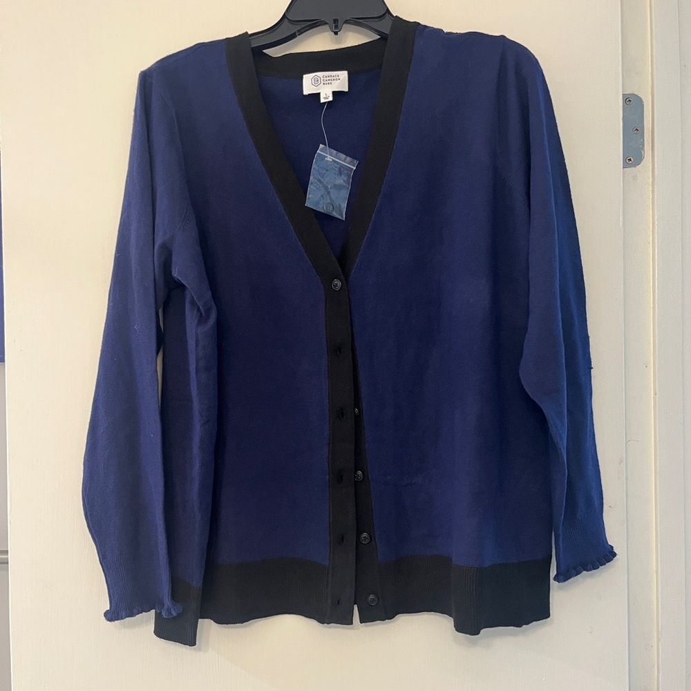 Candace Cameron Bure Navy and Black Cardigan